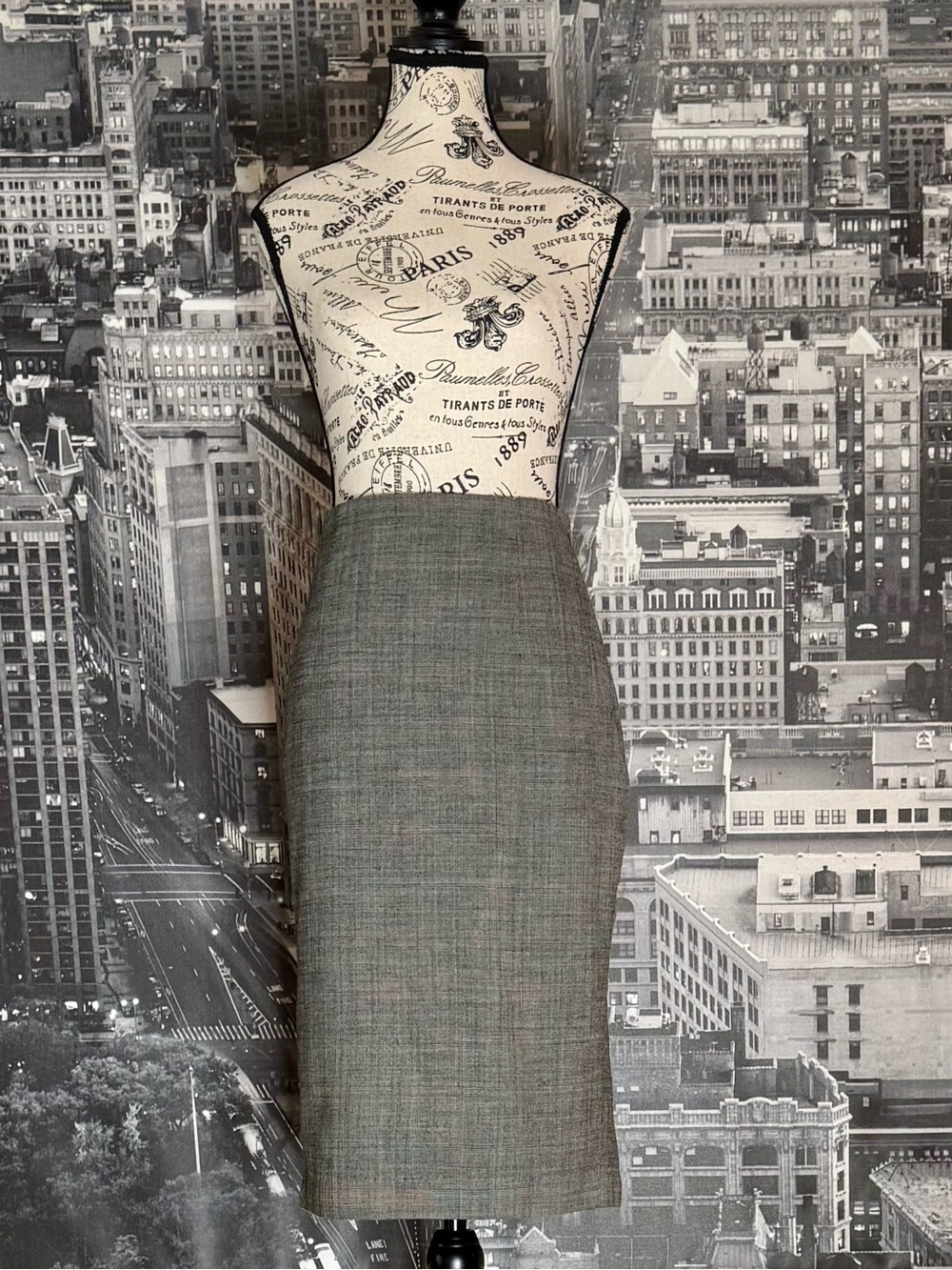 Banana Republic Glen Plaid Wool Column Skirt